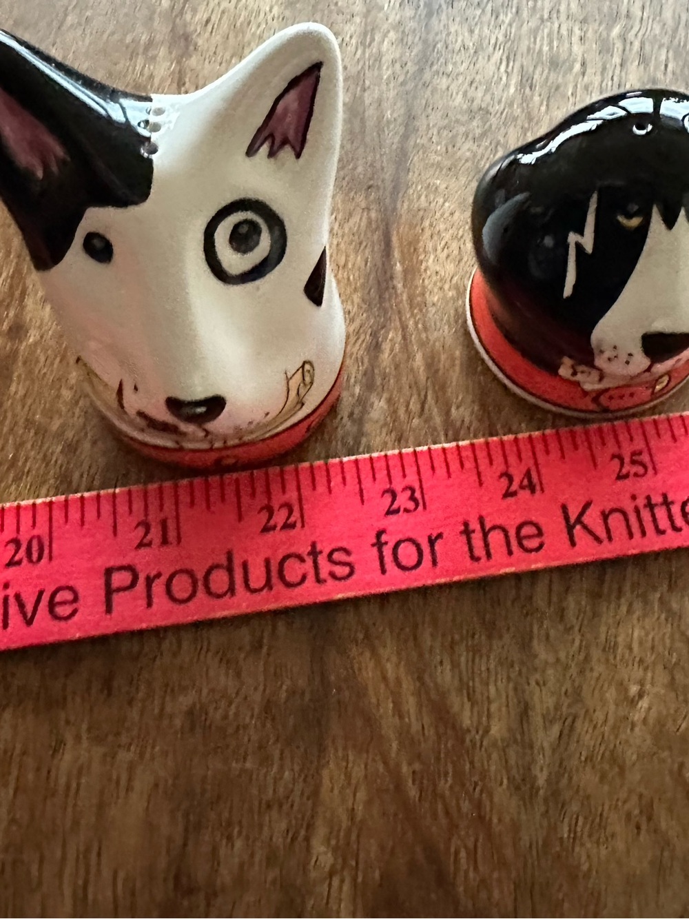 Whimsical Dog Salt and Pepper Shakers White & Black with Red Collars - Picture 3 of 7